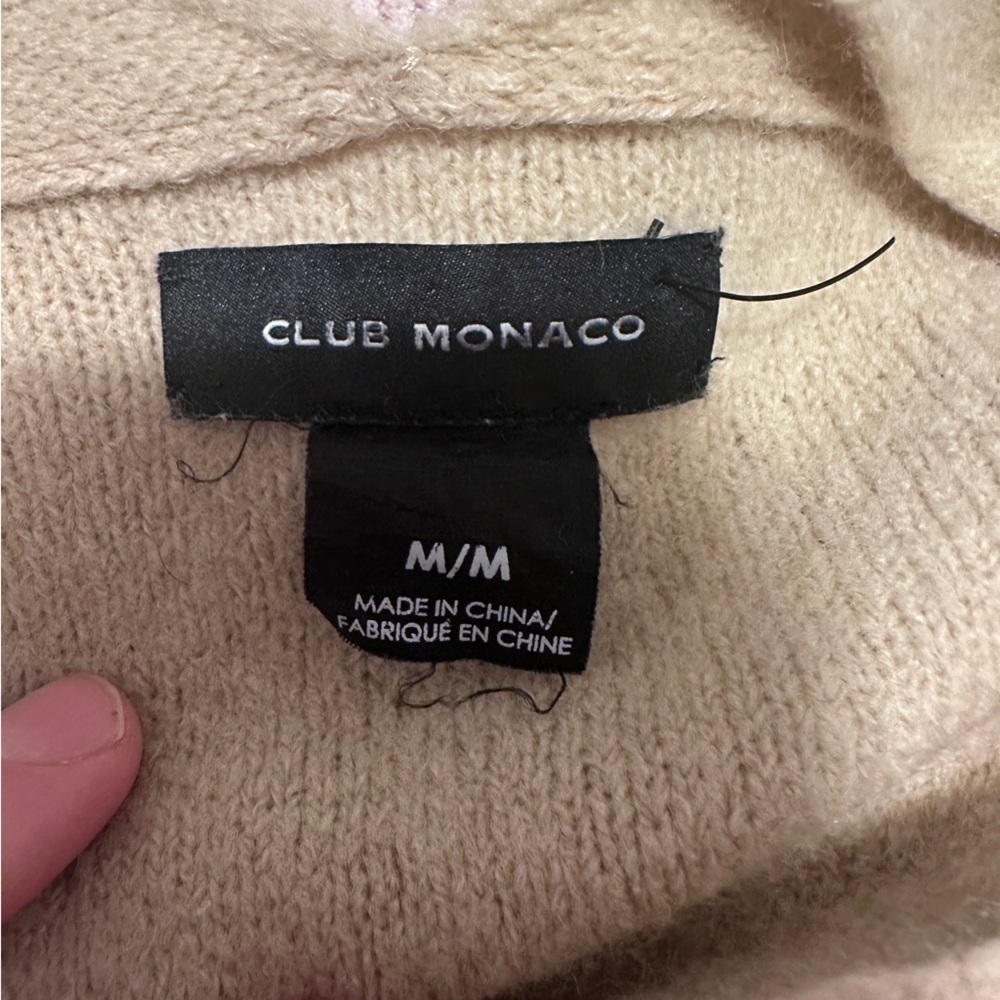 Club Monaco Tan Wool Blend Oversized V- Neck Sweater Size XL Women’s - Picture 7 of 8